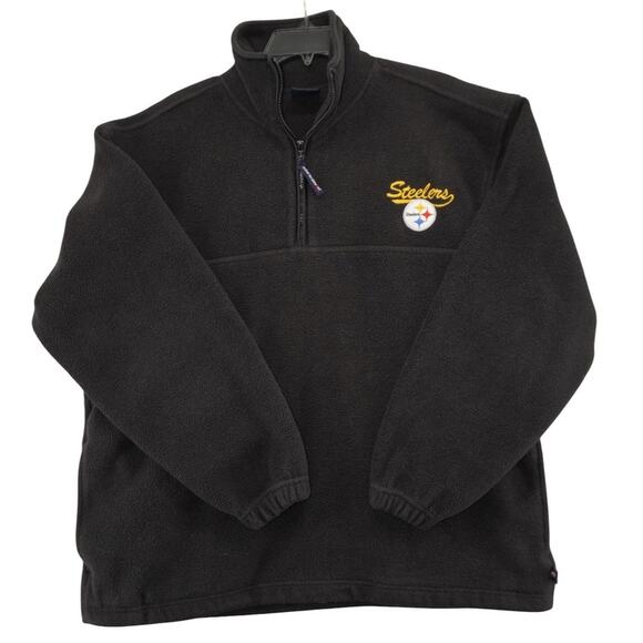 Vintage Pro Player Pittsburgh Steelers Fleece Pullover Black ¼ Zip Embroidered - Picture 1 of 8